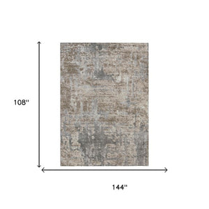 9 X 12 Abstract Khaki Brown Polyester Area Rug Washable for Patio or Living Room