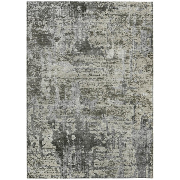 HomeRoots 8x10 Abstract Polyester Area Rug Washable Stain Resistant for Indoor Outdoor Spaces 740146