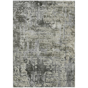 HomeRoots 9 X 12 Abstract Pewter Gray Washable Polyester Rug for Indoor Outdoor Living 740147