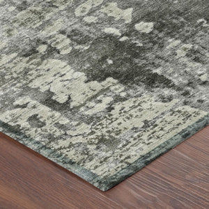 9 X 12 Abstract Pewter Gray Washable Polyester Rug for Indoor Outdoor Living