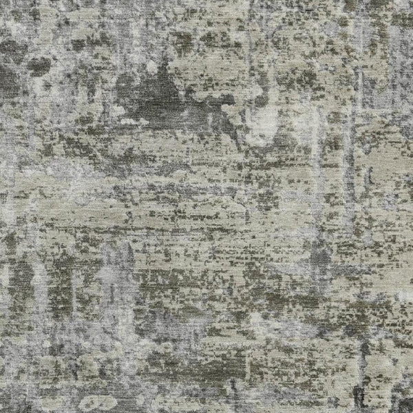 10 X 14 Pewter Gray Abstract Polyester Area Rug Stain Resistant Indoor Outdoor