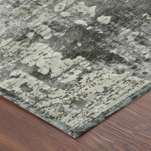 10 X 14 Pewter Gray Abstract Polyester Area Rug Stain Resistant Indoor Outdoor