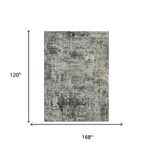 10 X 14 Pewter Gray Abstract Polyester Area Rug Stain Resistant Indoor Outdoor