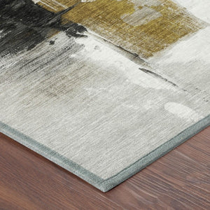8 Foot Round Abstract Polyester Area Rug Washable Stain Resistant for Patio or Family Room