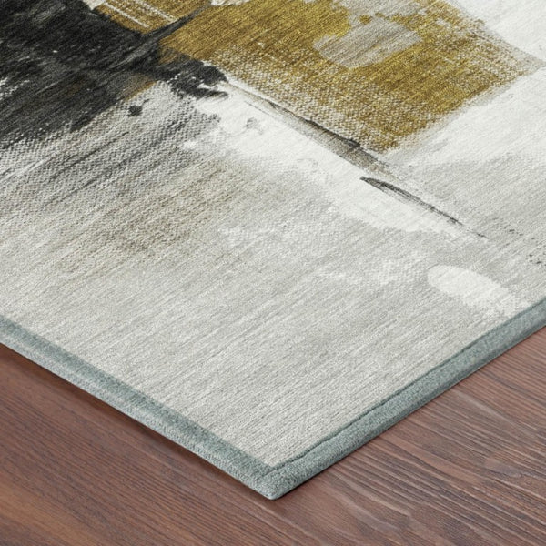 8 Foot Round Abstract Polyester Area Rug Washable Stain Resistant for Patio or Family Room