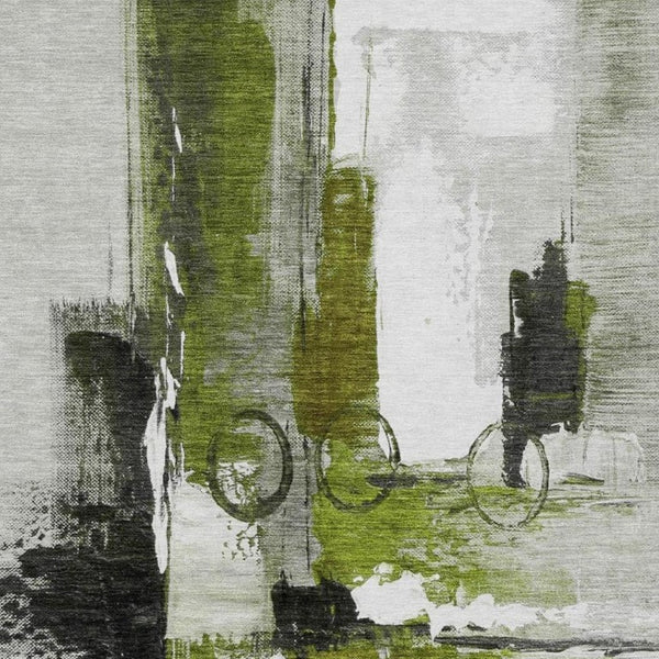 8 Ft X 10 Ft Olive Abstract Polyester Indoor Outdoor Rug Stain Resistant Easy Care