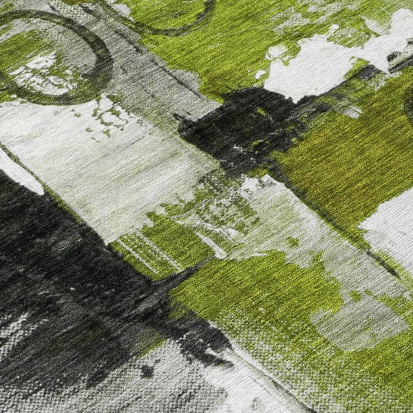 8 Ft X 10 Ft Olive Abstract Polyester Indoor Outdoor Rug Stain Resistant Easy Care