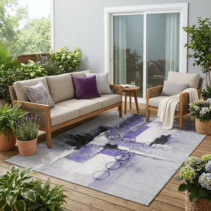 5 Ft X 8 Ft Abstract Polyester Area Rug Washable Stain Resistant Indoor Outdoor