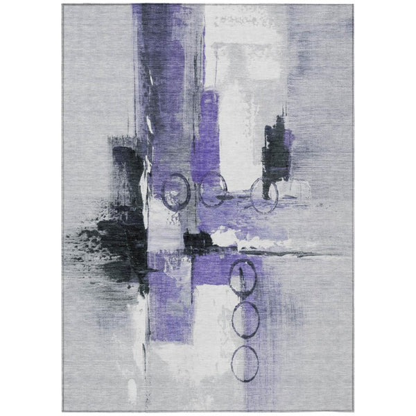 HomeRoots 5 Ft X 8 Ft Abstract Polyester Area Rug Washable Stain Resistant Indoor Outdoor 740180