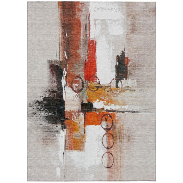 HomeRoots 10 X 14 Abstract Polyester Area Rug Stain Resistant for Indoor Outdoor Use 740196
