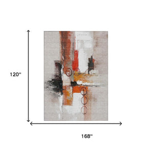 10 X 14 Abstract Polyester Area Rug Stain Resistant for Indoor Outdoor Use
