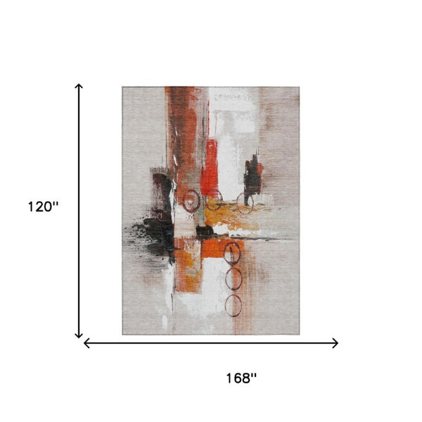 10 X 14 Abstract Polyester Area Rug Stain Resistant for Indoor Outdoor Use