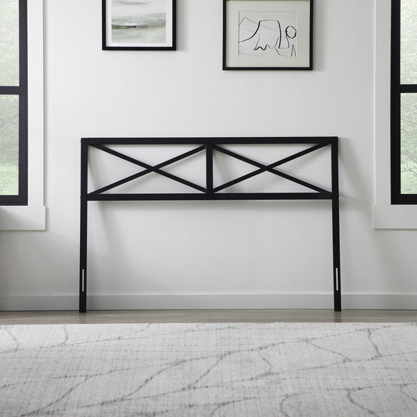 English Elm Taylor Metal Headboard Cal King Black — 40" Mid-Rise Rustic Double X-Back Design, Sturdy Metal Craftsmanship for Versatile Décor (Fits 71" Width) B350P395001