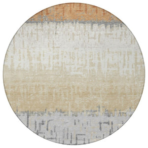 8 Foot Round Striped Polyester Area Rug Washable for Patio Kitchen or Family Room