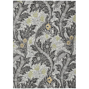 HomeRoots 9 X 12 Botanical Leaf Polyester Area Rug Washable Stain Resistant for Patio or Living Room 740243