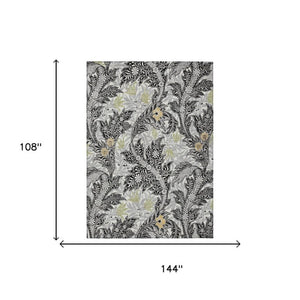 9 X 12 Botanical Leaf Polyester Area Rug Washable Stain Resistant for Patio or Living Room