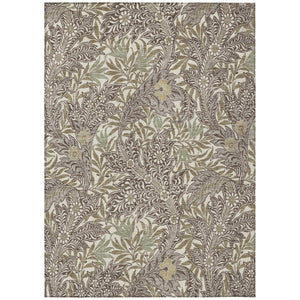 HomeRoots 9x12 Botanical Leaf Polyester Area Rug Washable Stain Resistant for Patio or Living Room 740255