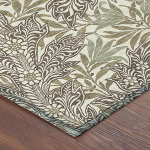 9x12 Botanical Leaf Polyester Area Rug Washable Stain Resistant for Patio or Living Room