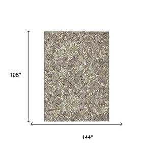 9x12 Botanical Leaf Polyester Area Rug Washable Stain Resistant for Patio or Living Room