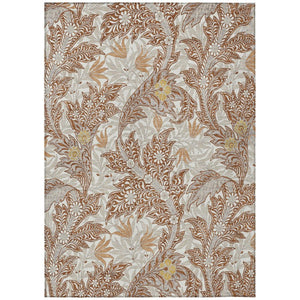 HomeRoots 8 Ft X 10 Ft Botanical Leaf Polyester Area Rug Washable Stain Resistant Patio Decor 740266