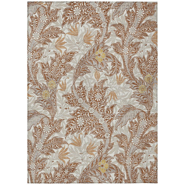 HomeRoots 8 Ft X 10 Ft Botanical Leaf Polyester Area Rug Washable Stain Resistant Patio Decor 740266