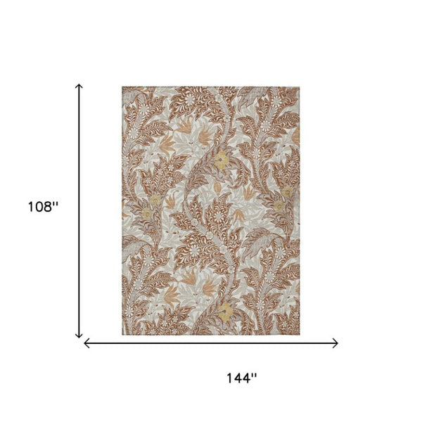 9 Ft Botanical Leaf Polyester Area Rug Stain Resistant Washable Patio or Living Room