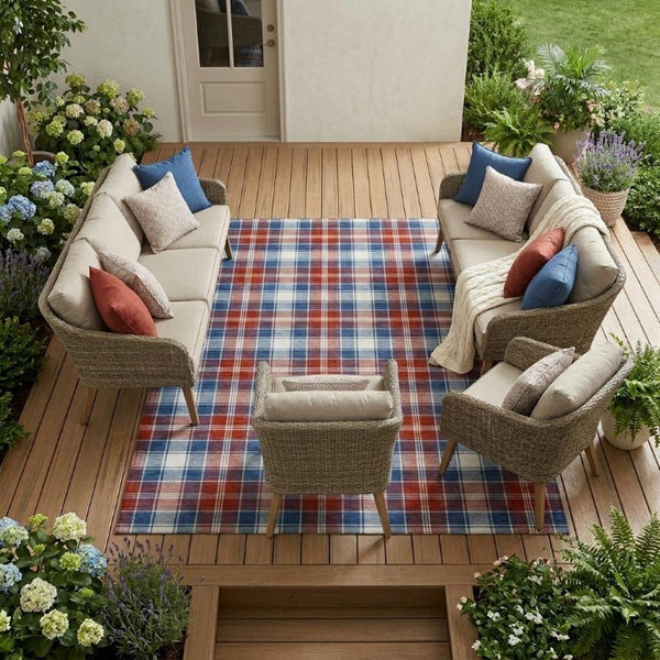 9 X 12 Geometric Polyester Area Rug Washable for Indoor Outdoor Patios and Living Rooms