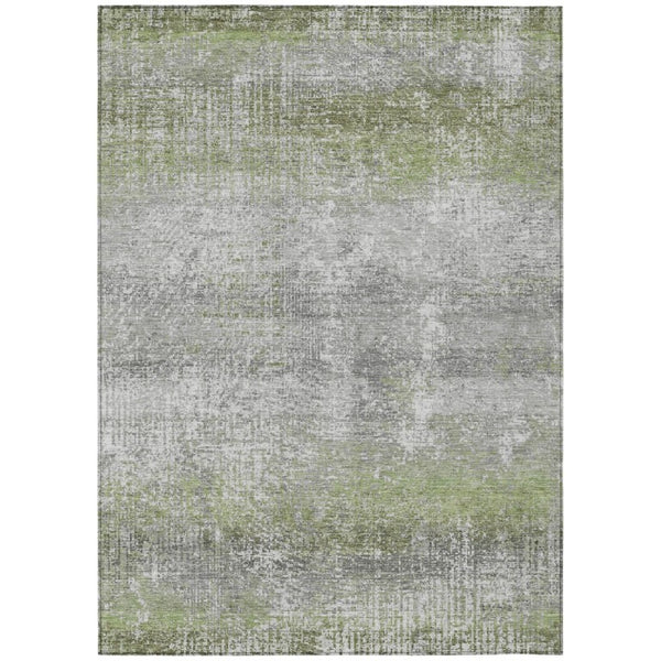 HomeRoots 8x10 Abstract Fern Green Polyester Area Rug Washable Stain Resistant Indoor Outdoor 740290