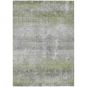 HomeRoots 9x12 Abstract Fern Green Polyester Area Rug Washable for Indoor Outdoor Spaces 740291