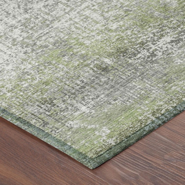 9x12 Abstract Fern Green Polyester Area Rug Washable for Indoor Outdoor Spaces