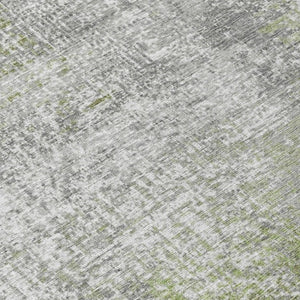 9x12 Abstract Fern Green Polyester Area Rug Washable for Indoor Outdoor Spaces