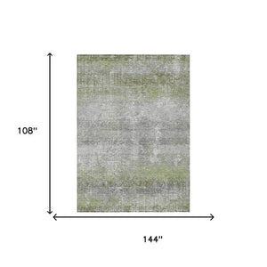 9x12 Abstract Fern Green Polyester Area Rug Washable for Indoor Outdoor Spaces
