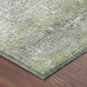 10 X 14 Abstract Fern Green Polyester Area Rug Washable for Patio or Living Room