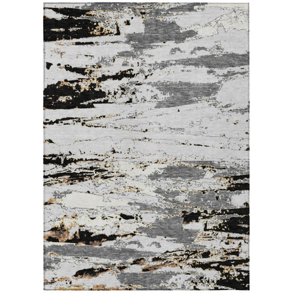 HomeRoots 8x10 Abstract Polyester Area Rug Stain Resistant for Indoor Outdoor Living 740308