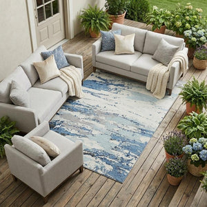 8 Ft X 10 Ft Abstract Polyester Area Rug Washable Indoor Outdoor Pet Friendly