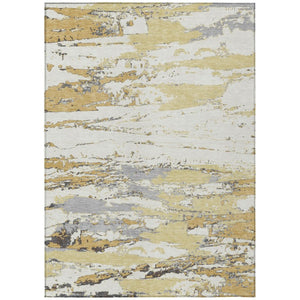 HomeRoots 10 X 14 Abstract Wheat Gold Polyester Area Rug Washable Stain Resistant Indoor Outdoor 740334