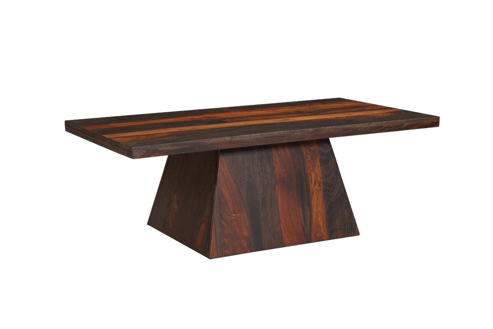 HomeRoots 51 Inch Solid Wood Pedestal Coffee Table Rich Dark Finish Living Room Centerpiece 740336