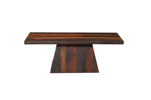 51 Inch Solid Wood Pedestal Coffee Table Rich Dark Finish Living Room Centerpiece