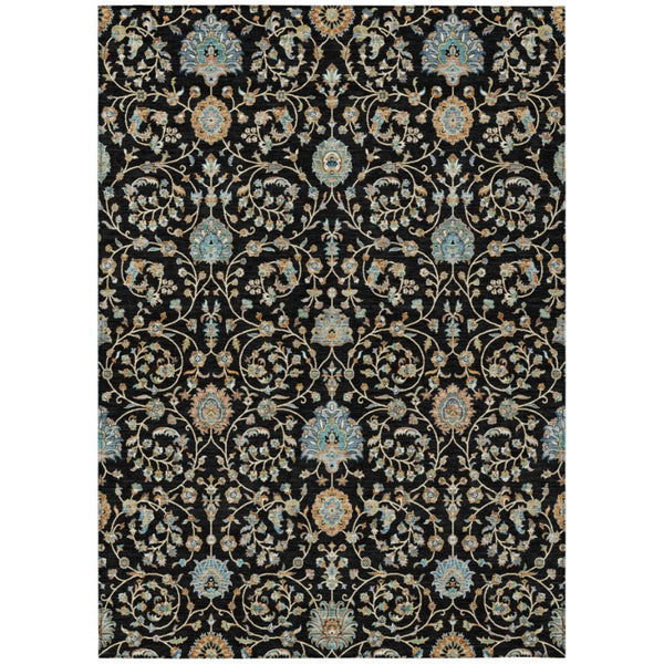 HomeRoots 5 X 8 Floral Polyester Indoor Outdoor Rug Stain Resistant for Patio or Living Room 740345