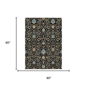 5 X 8 Floral Polyester Indoor Outdoor Rug Stain Resistant for Patio or Living Room