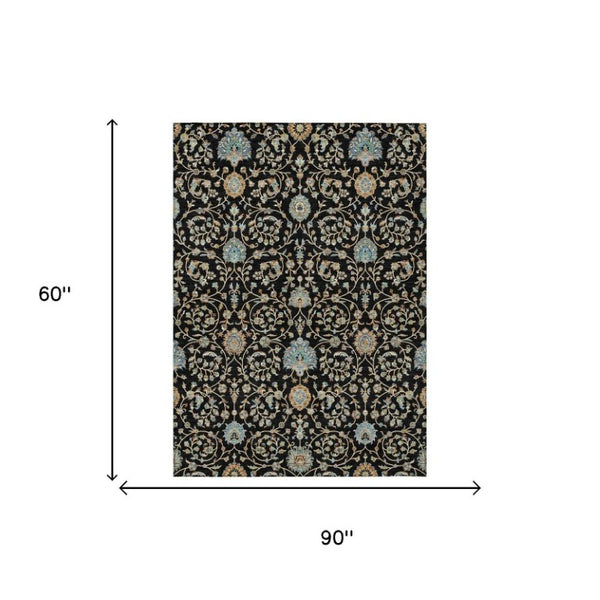 5 X 8 Floral Polyester Indoor Outdoor Rug Stain Resistant for Patio or Living Room