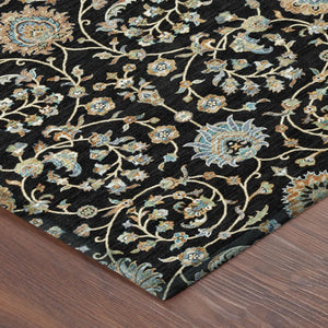 8 Foot Round Floral Polyester Area Rug Washable Indoor Outdoor Pet Friendly