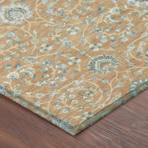 8 Ft Round Floral Polyester Area Rug Stain Resistant Washable Indoor Outdoor Use