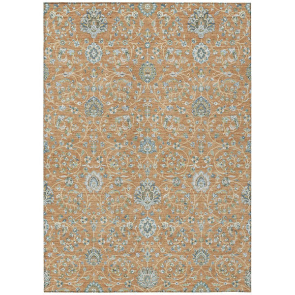 HomeRoots 10 X 14 Floral Polyester Area Rug Washable Stain Resistant Patio Porch Living Room 740361