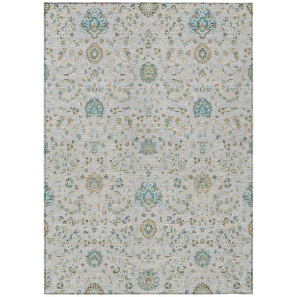 HomeRoots 5x8 Floral Polyester Area Rug Indoor Outdoor Washable Stain Resistant Patio Decor 740375
