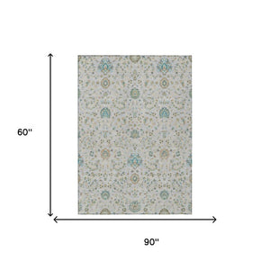 5x8 Floral Polyester Area Rug Indoor Outdoor Washable Stain Resistant Patio Decor