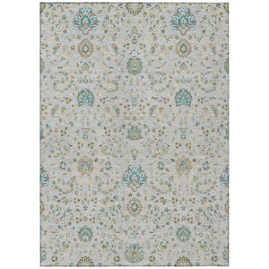 HomeRoots 9x12 Floral Polyester Area Rug Stain Resistant Indoor Outdoor Living Room Patio 740378