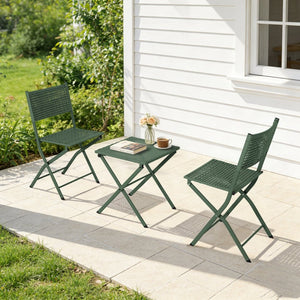 English Elm Patio Folding Bistro Set with E-coated Steel Frame for Balcony Garden Outdoor Dining Dark Green T5880P492162