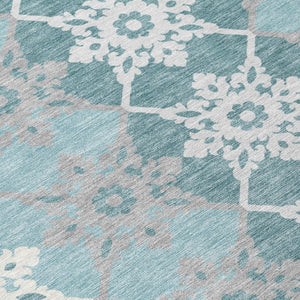 10 X 14 Floral Medallion Polyester Area Rug Washable for Patio Porch or Living Room