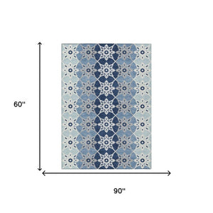 5x8 Washable Polyester Area Rug Floral Medallion Design for Patio or Living Room